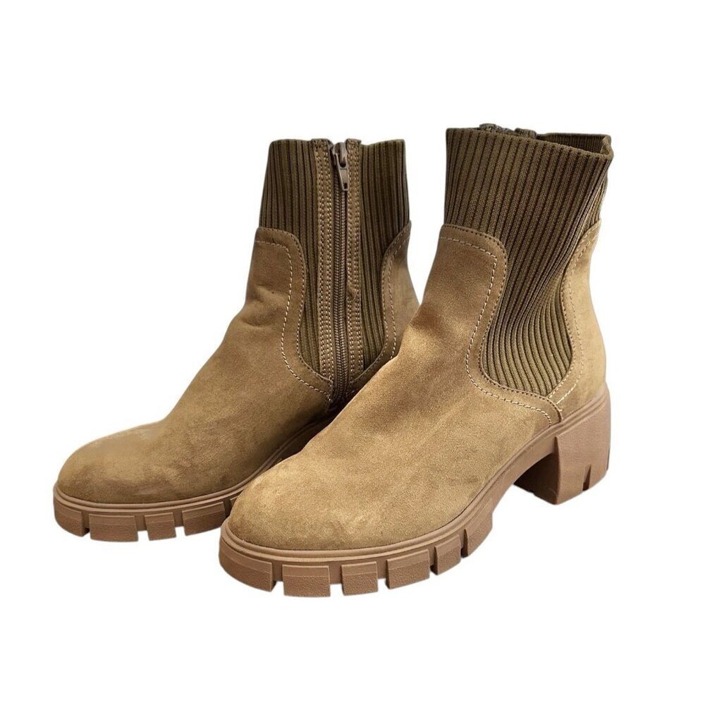 New Madden Girl Combat Boots Size 9 Brown Zip Chunky Platform